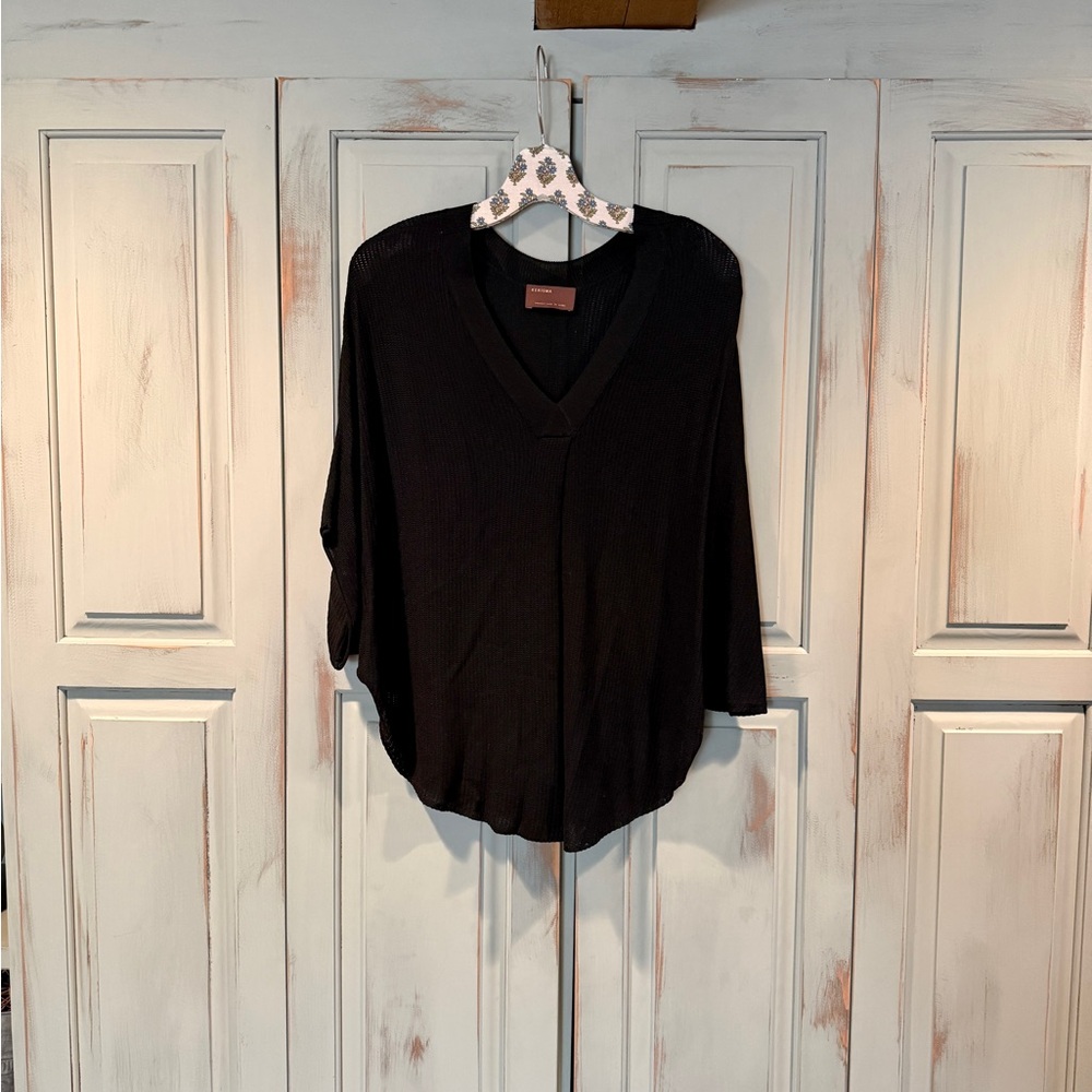 Kerisma Black V-Neck Knit Poncho Style Top